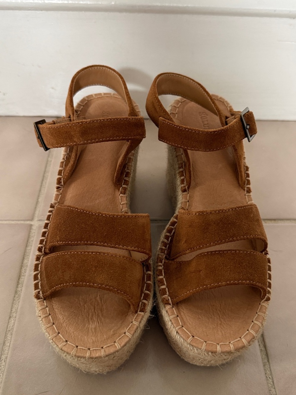 Soludos Brown Suede Espadrille Platform Sandals